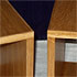 Close-up detail of a wooden bedside table