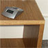 Close-up detail of a wooden bedside table