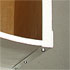 Close-up detail of a curved, white-veneered washing basket