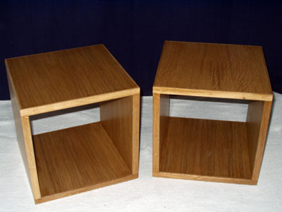 Top view of a pair of bedside tables in the form of a cube with open back and front